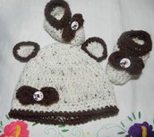 Scarpette e cappellino bambini unisex misto lana fatto a mano ad uncinetto