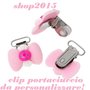 CLIP PORTACIUCCIO  FIOCCO ROSA IN RESINA 3.8X3.5 CM