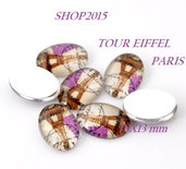 cabochon ,cammeo in Vetro Torre Eiffel Ovale 18×13mm