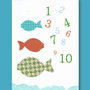 Stampa con  pesciolini colorati  e  numeri 