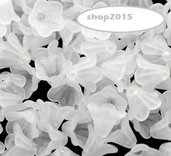 5 Distanziatori, perle Coppette Fiore in Acrilico Bianco 14×10mm