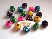 10 mix  perle distanziatori in legno a pois 10 mm vari colori
