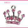 Charm ciondolo corona coroncina con strass rosa 19x18 mm