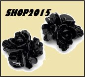 cabochon decorazione fiore in resina nero 16 mm