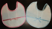 Bavaglino battesimo neonato cotone aida da ricamare punto croce rosa azzurro