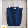 Gilet bambino fatto a mano in pura lana vergine "sport" blu scuro