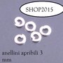 50 anellini , anelli apribili 3 mm  argentato 