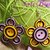 Orecchini fiori di bottoni giallo e viola