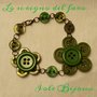 Bracciale fiori di bottoni in verde