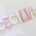 Celeste: ghirlanda di lettere di stoffa imbottite rosa e bianche per Cecilia e la sua bambina!