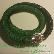 Bracciale stile Stardust doppio giro bicolor verde chiaro / verde scuro