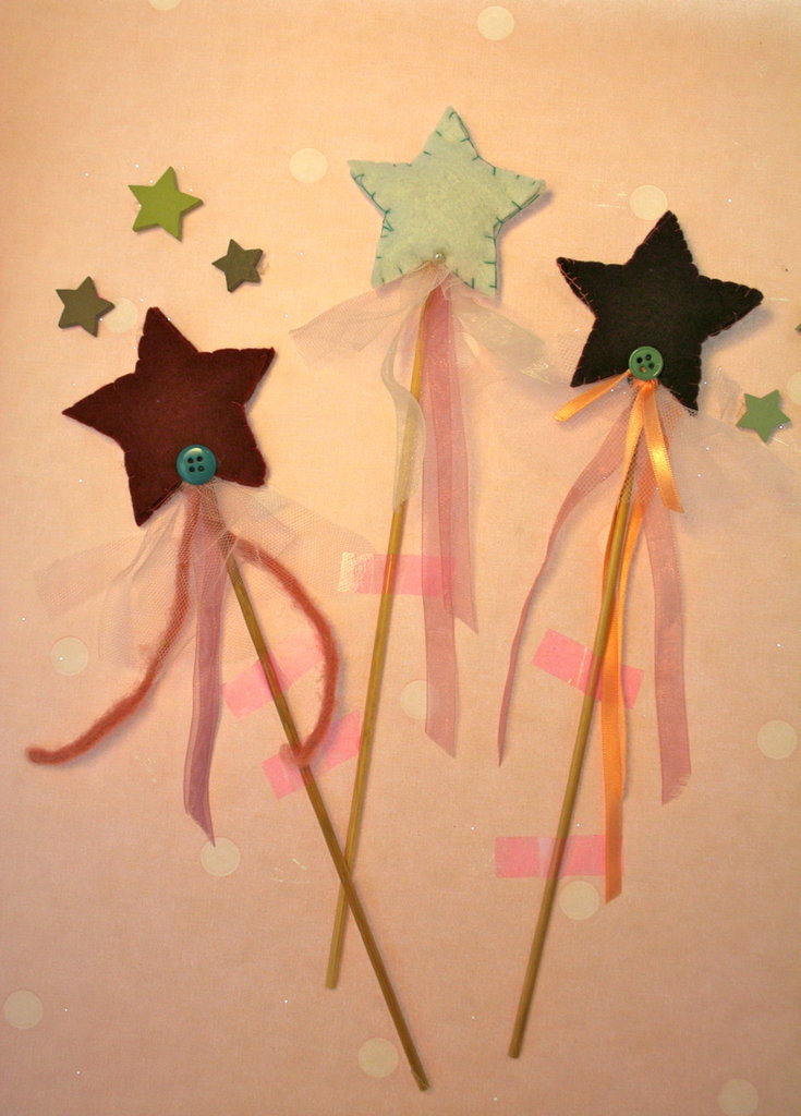 Set 3 Bacchette Magiche A Stella Glitterate - Per Bambine, Feste E Giochi Di Fantasia