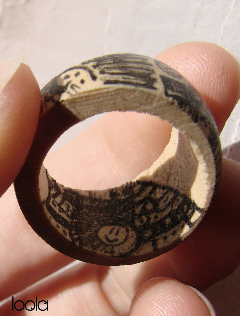 Anello in legno decorato a china Gioielli Anelli di loola lab su MissHobby