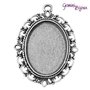 Base pendente per cabochon, antique silver, ovale mm. 39x29 (interno 25x18)