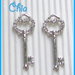 1 charm chiave cuore strass 33x13mm