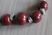girocollo 7 perle in ceramica raku rossa