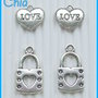 4 charms cuore+lucchetto