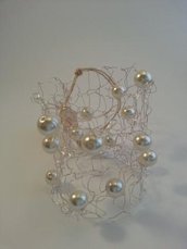 Bracciale tricot argento/perle