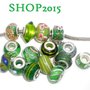 5 mix  perle foro largo lampwork  in vetro 14×10 mm foro 5 mm