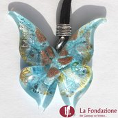 Farfalla Turchese - Pendente in vetro di Murano