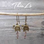 Orecchini Pendenti Con Ciondolo Charm Elefante Con Perline Di Agata - Foto 5