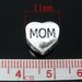 perla cuore scritta mom  a foro largo 11×11 mm argento antico