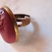 Anello vintage color Marsala / nero lavorato con merletto antico, anello ceramica polimerica, cabochon merletto, anelli eleganti, gioiello lavorato a mano 