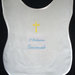 Veste battesimale bavaglino camicina lino raso ricamato personalizzato nome data battesimo bimbo bimba