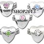 5 perle cuore con Strass Argento antico Foro Largo 10×9mm