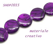 perla tonda piatta in madreperla 11 mm viola decorata