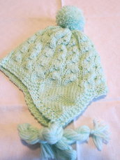 Cappellino lana primi mesi verde acqua