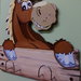 Appendino per bambini in legno dipinto a mano a forma di cavallo.