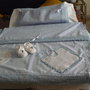 Completo lenzuola e federa cuscino azzurro in cotone  per carrozzina