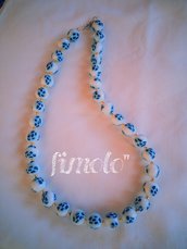 collana perle di fimo bianco turchese