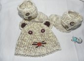 Stivaletti e cappellino bebè unisex misto lana con sfumature particolari stile Ugg 