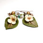 Orecchini pendenti in Fimo con pietre dure e perle di legno,fatti a mano,fantasy, romantico,fiori in fimo, serie "Foresta Incantata"
