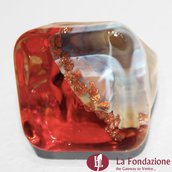 Cubo Calcedonio Cristal Rosso - Anello in vetro di Murano