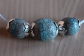 girocollo 3 perle in ceramica raku turchese