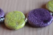 collana in ceramica raku verde acido/viola