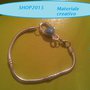 bracciale snake  19 cm per perle a foro largo con moschettone grande smaltato celeste 