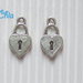 8 charms cuore serratura 19x10mm