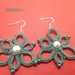 orecchini  a fiore grigio realizzati al chiaccherino con perle 4 cm in offerta