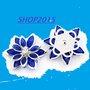 Cabochon Decorazione a fiore con Strass blu 2,3 cm