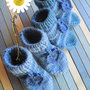 Calzine neonato millerighe con cuoricino in lana fatte a mano ai ferri