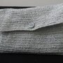 POCHETTE IN COTONE LUREX ARGENTO, INTERNAMENTE FODERATA, CHIUSURA CON BOTTONE GIOIELLO, PEZZO UNICO ARTIGIANALE