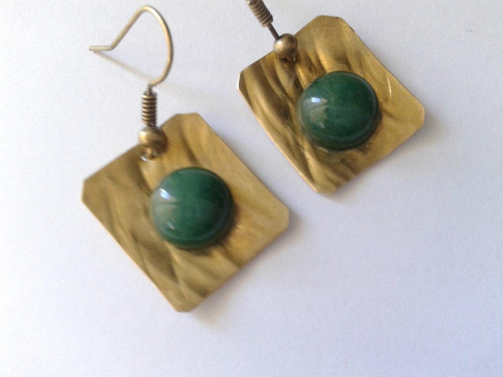 Orecchini A Bottone In Avventurina Verde - Pietra Naturale - Gioielli Eleganti Per Donna - Ideali Per Festa E Cerimonie