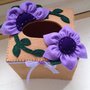 scatola in feltro porta box per fazzoletti di carta quadrata con fiore viola