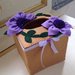 scatola in feltro porta box per fazzoletti di carta quadrata con fiore viola