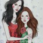  Red Rose and Snow White-Original Fine Art Drawing-disegno originale, ispirazione fiabesca