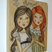Sisters on wood-Original Fine Art Drawing-disegno originale sul legno